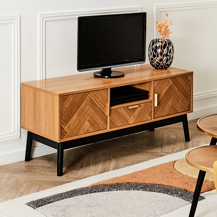 Home Deco Factory Lounge Mueble TV 110x40 cm con Cajones y Puertas para TV