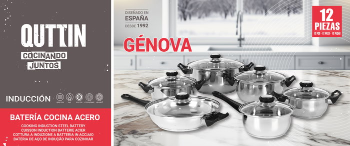 Quttin Batería Cocina 12 Piezas Acero Inducción Genova (2 Unidades)
