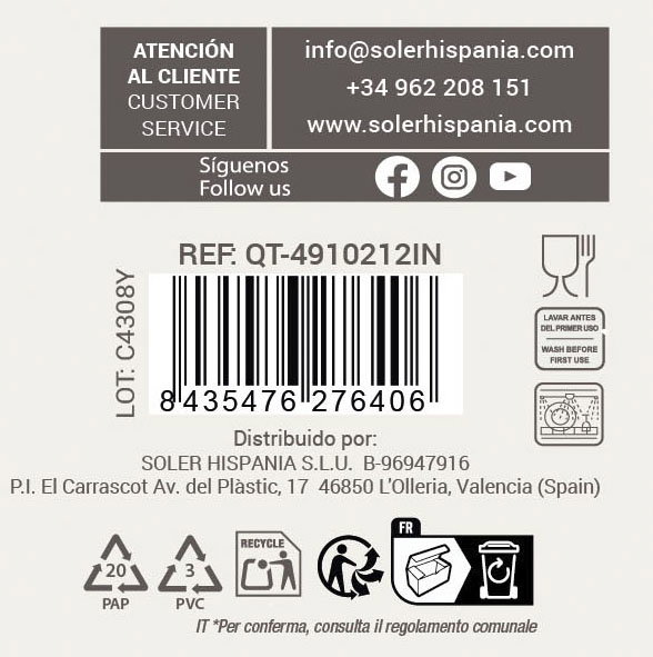 Quttin Batería Cocina 12 Piezas Acero Inducción Genova (2 Unidades)