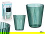 Leknes Vaso Rayas Verde 300 ml, Plástico (PS), Diámetro 8.3 cm x Alto 10 cm (Set de 24)