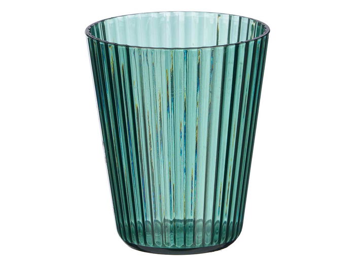 Leknes Vaso Rayas Verde 300 ml, Plástico (PS), Diámetro 8.3 cm x Alto 10 cm (Set de 24)