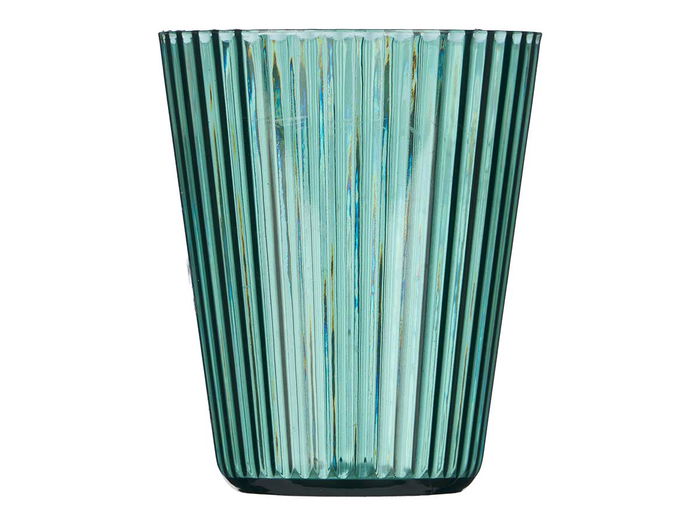 Leknes Vaso Rayas Verde 300 ml, Plástico (PS), Diámetro 8.3 cm x Alto 10 cm (Set de 24)