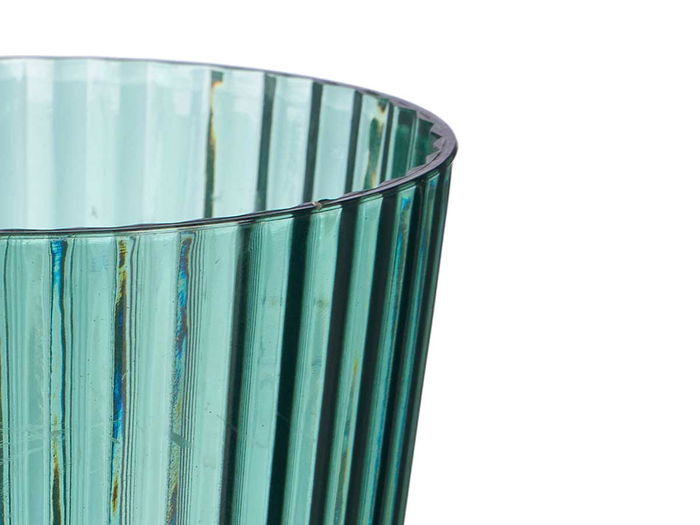 Leknes Vaso Rayas Verde 300 ml, Plástico (PS), Diámetro 8.3 cm x Alto 10 cm (Set de 24)