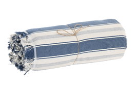DKD Home Decor Plaid Azul Gris 260 x 230 cm Algodon reciclado