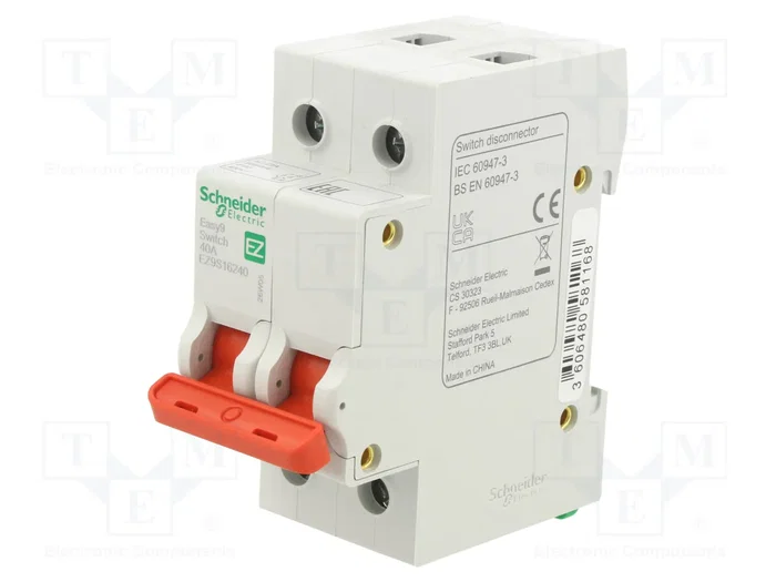 SCHNEIDER ELECTRIC Easy9 EZ Interruptor de aislamiento 2 polos 40A 400VAC SCHNEIDER ELECTRIC Easy9 EZ Interruptor de aislamiento 2 polos 40A 400VAC