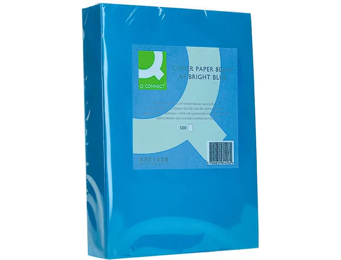 Q-connect Papel Color Din A4 80gr Azul Intenso Paquete de 500 Hojas Q-connect Papel Color Din A4 80gr Azul Intenso Paquete de 500 Hojas