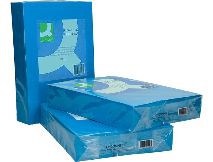 Q-connect Papel Color Din A4 80gr Azul Intenso Paquete de 500 Hojas Q-connect Papel Color Din A4 80gr Azul Intenso Paquete de 500 Hojas