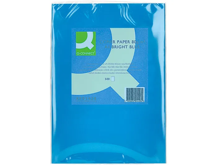 Q-connect Papel Color Din A4 80gr Azul Intenso Paquete de 500 Hojas Q-connect Papel Color Din A4 80gr Azul Intenso Paquete de 500 Hojas