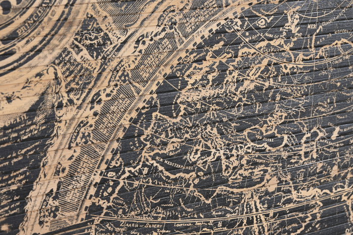 DKD Home Decor Mapamundi Decoracion Pared Natural Negro Madera 2 x 105 x 149 cm