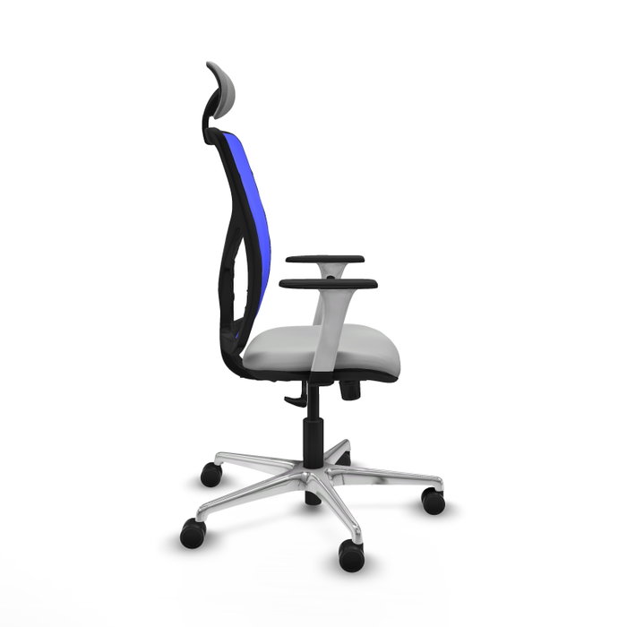 PIQUERAS Y CRESPO Silla de oficina Motilla con mecanismo Sincro, Gris claro y Azul