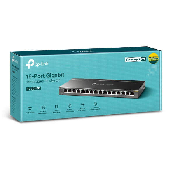 TP-Link TL-SG116E Switch Gigabit de 16 Puertos Negro TP-Link TL-SG116E Switch Gigabit de 16 Puertos Negro