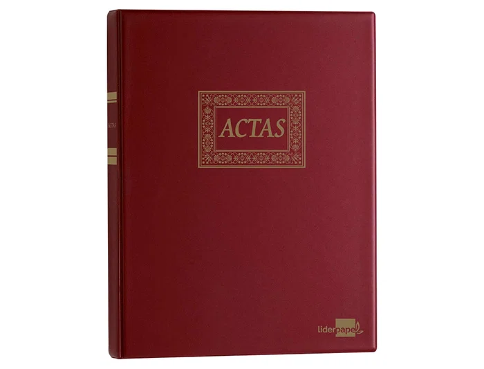 Liderpapel Libro de Actas DIN A4 con 30 Anillas, 100 Hojas Movibles Taladradas y Numeradas, Color Burdeos Liderpapel Libro de Actas DIN A4 con 30 Anillas, 100 Hojas Movibles Taladradas y Numeradas, Color Burdeos
