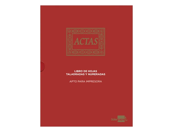 Liderpapel Libro de Actas DIN A4 con 30 Anillas, 100 Hojas Movibles Taladradas y Numeradas, Color Burdeos Liderpapel Libro de Actas DIN A4 con 30 Anillas, 100 Hojas Movibles Taladradas y Numeradas, Color Burdeos