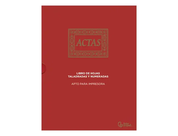 Liderpapel Libro de Actas DIN A4 con 30 Anillas, 100 Hojas Movibles Taladradas y Numeradas, Color Burdeos