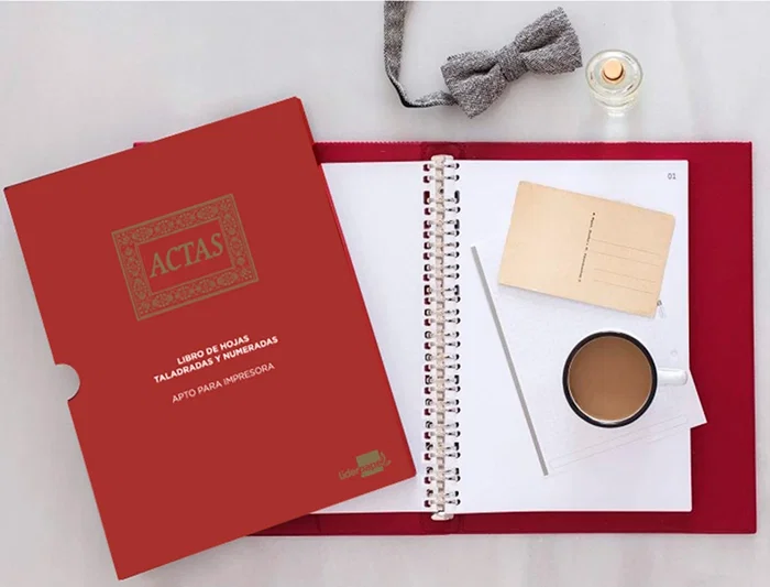 Liderpapel Libro de Actas DIN A4 con 30 Anillas, 100 Hojas Movibles Taladradas y Numeradas, Color Burdeos Liderpapel Libro de Actas DIN A4 con 30 Anillas, 100 Hojas Movibles Taladradas y Numeradas, Color Burdeos