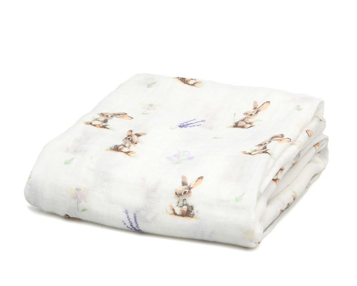 KioKids Muselina Conejitos Colección Honey Color Lavanda 120x120 cm KioKids Muselina Conejitos Colección Honey Color Lavanda 120x120 cm