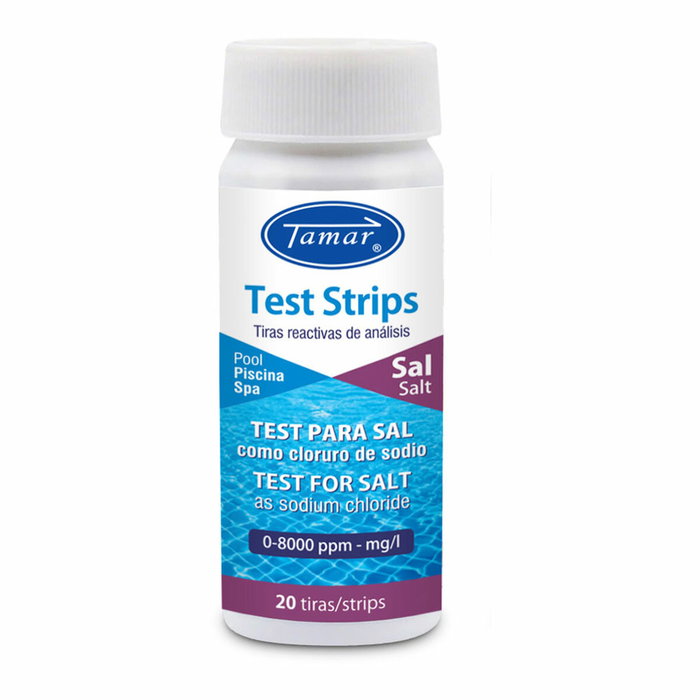 Tamar Tiras reactivas de análisis de sal para piscinas y spa, modelo 1175720000, bote con 20 unidades Tamar Tiras reactivas de análisis de sal para piscinas y spa, modelo 1175720000, bote con 20 unidades