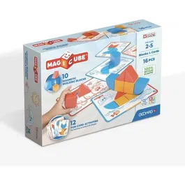Geomag Bloques Magnéticos Magicube GEO0871772003021 - 16 Piezas Bloques y Tarjetas Educativo Plástico Reciclado