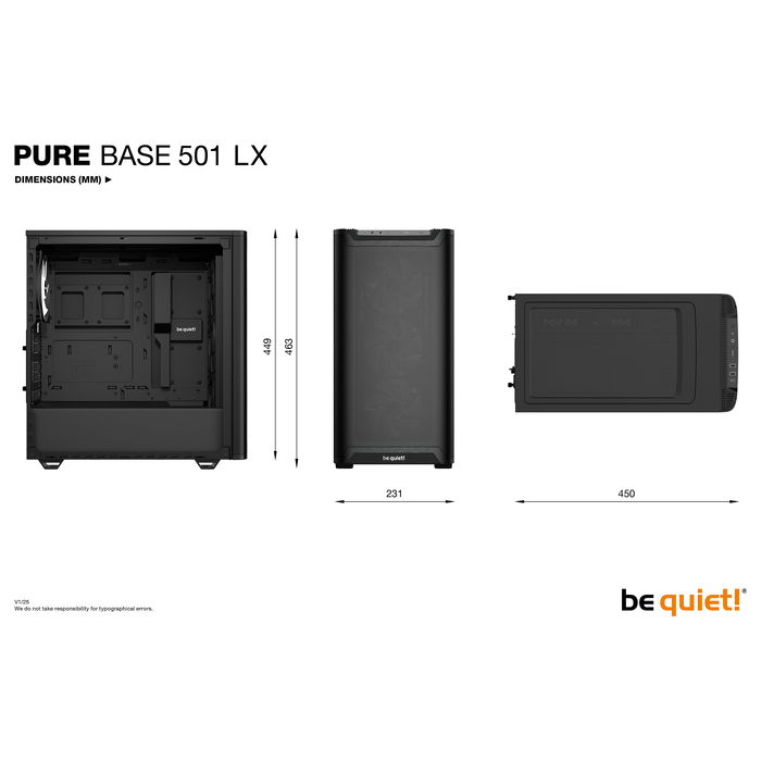 be quiet! Pure Base 501 LX Black Midi Tower PC Negro con Ventana Lateral e Iluminación Multi RGB