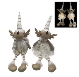 DKD Home Decor Set de 2 Figuras LED de Reno Blancas