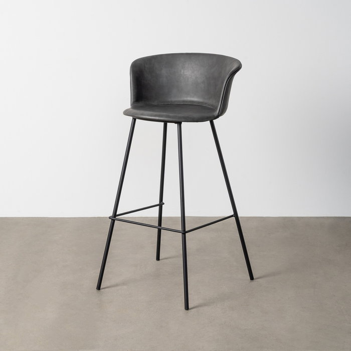 Taburete Negro Metal / Simil Piel 44,50 X 48,50 X 93,50 cm (Set de 2) Taburete Negro Metal / Simil Piel 44,50 X 48,50 X 93,50 cm (Set de 2)