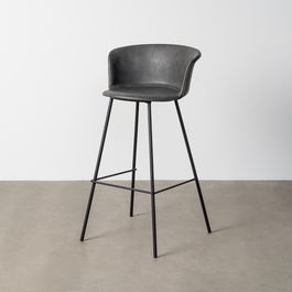 Taburete Negro Metal / Simil Piel 44,50 X 48,50 X 93,50 cm