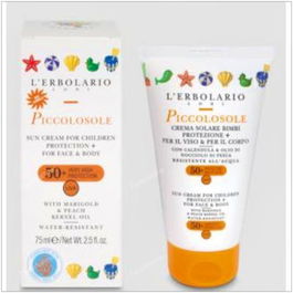 L´ERBOLARIO Piccolosole Crema Solar Infantil Spf 50+ Rostro y Cuerpo con Aceite de Melocotón y Caléndula 75Ml
