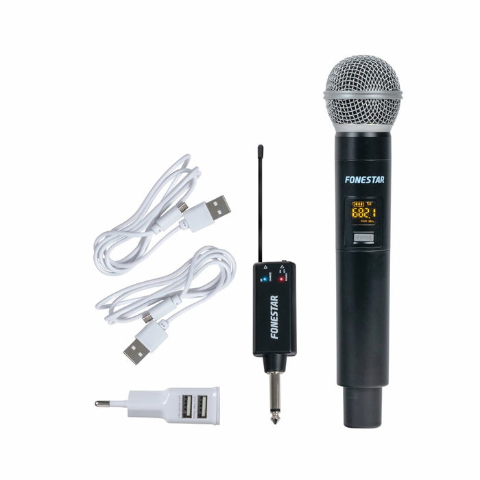 Fonestar Micrófono Inalámbrico de Mano UHF 679-694 MHz con Autonomía de 6h, 16 Canales, Receptor Jack 6.3 mm, Modelo IK-166 Fonestar Micrófono Inalámbrico de Mano UHF 679-694 MHz con Autonomía de 6h, 16 Canales, Receptor Jack 6.3 mm, Modelo IK-166