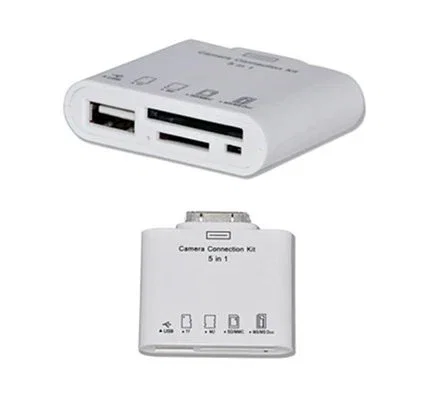 3GO ICONKIT - Lector de Tarjetas Externo USB 2.0 Blanco, Kit de Conexión 5+1 para iPhone/iPad (SD, MMS, MicroSD, MMC, M2)