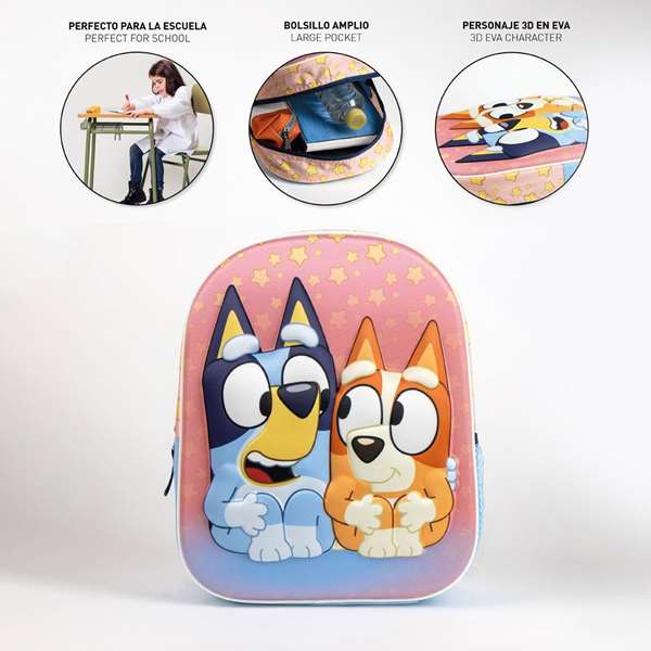 Cerdá Mochila Infantil 3D Bluey 25.0 x 31.0 x 10.0 cm Edad Mínima 3 Años