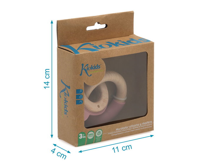 KioKids Mordedor Conejo Madera y Silicona Rosa +3 Meses