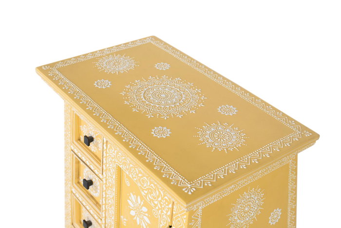 GINER Y COLOMER Cómoda de Madera de Mango con Puerta Decorada y 4 Cajones