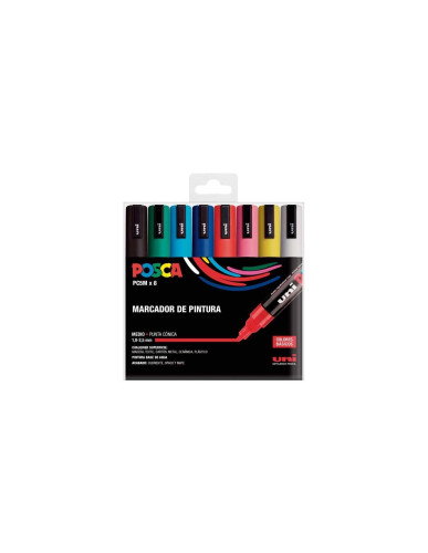 POSCA Estuche de Rotuladores PC-5M Basic Colores Surtidos, 8 Unidades