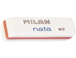 Milan Goma de borrar 612 Nata® Plástico Blanca Bisealad, Suave y Versátil para Lápiz, No Daña el Papel, 7.8 x 2.3 x 1.2 cm