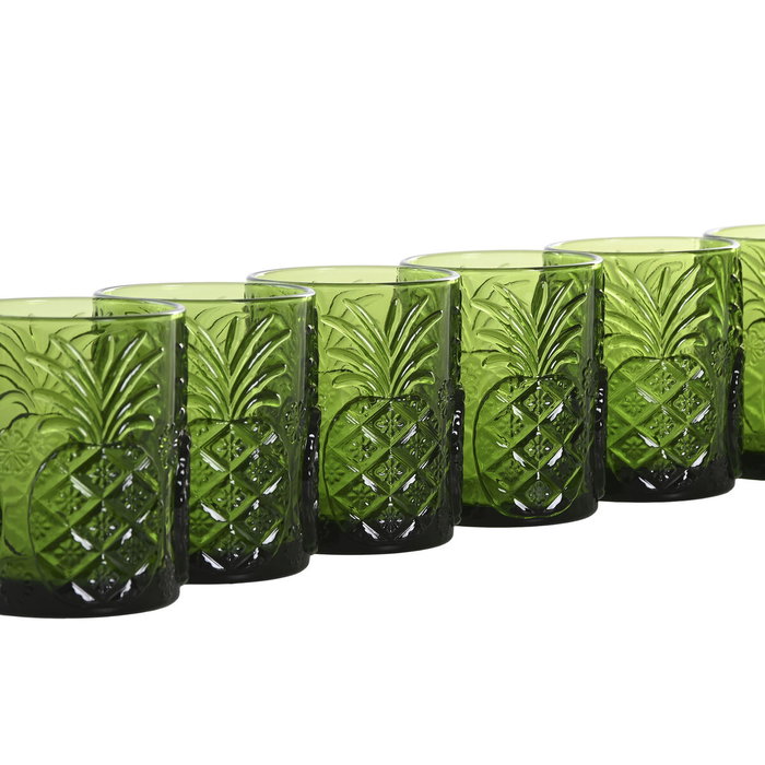DKD Home Decor Set de 6 Vasos de Cristal con Diseño de Piñas de 300 ml DKD Home Decor Set de 6 Vasos de Cristal con Diseño de Piñas de 300 ml