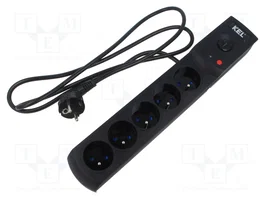KEL Regleta de alimentación con 5 tomas y 3m de cable
