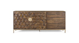 Giner y Colomer Aparador de Mango y Metal Nogal y Oro 190 cm