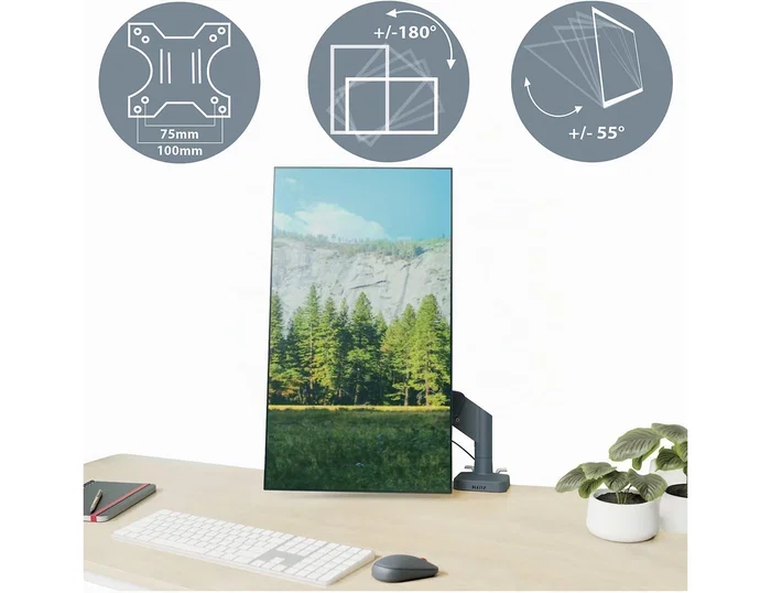 Leitz Brazo para Monitor Dual Ergo Space Saving Gris Oscuro