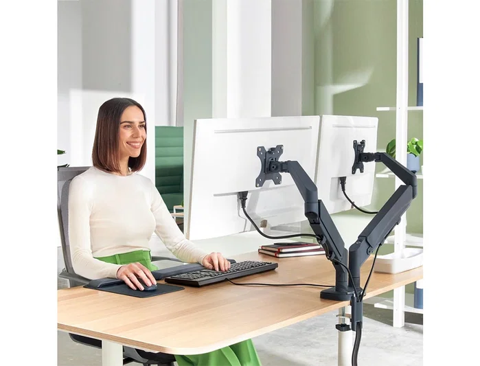 Leitz Brazo para Monitor Dual Ergo Space Saving Gris Oscuro