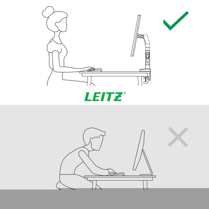Leitz Brazo para Monitor Dual Ergo Space Saving Gris Oscuro