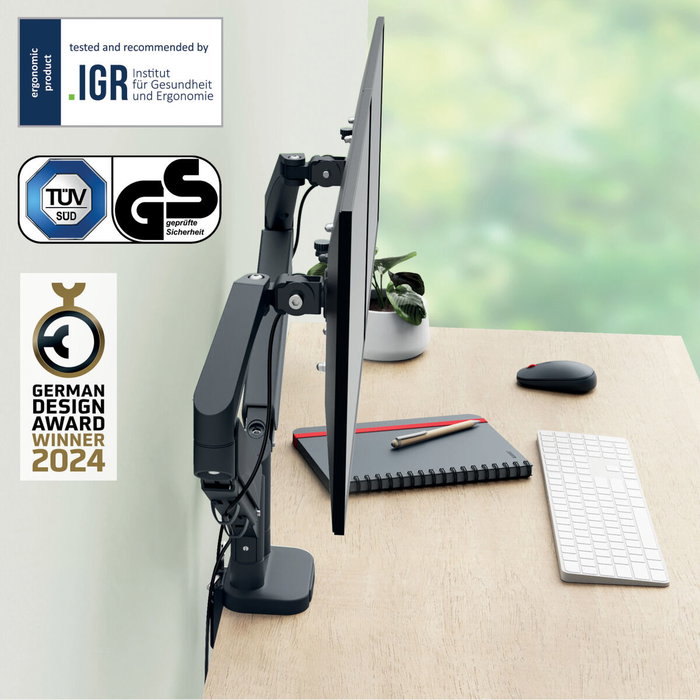 Leitz Brazo para Monitor Dual Ergo Space Saving Gris Oscuro