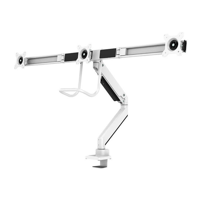 Neomounts Kit de Montaje NM-D775DX3 para 3 Monitores LCD de 17 a 24 Pulgadas (43.2-61 cm), Soporte de Escritorio Ajustable de Aluminio Blanco, Carga 6 kg