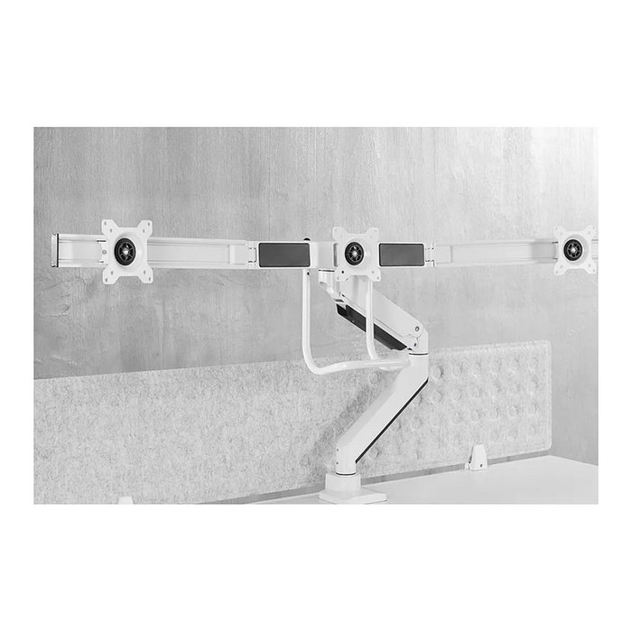 Neomounts Kit de Montaje NM-D775DX3 para 3 Monitores LCD de 17 a 24 Pulgadas (43.2-61 cm), Soporte de Escritorio Ajustable de Aluminio Blanco, Carga 6 kg