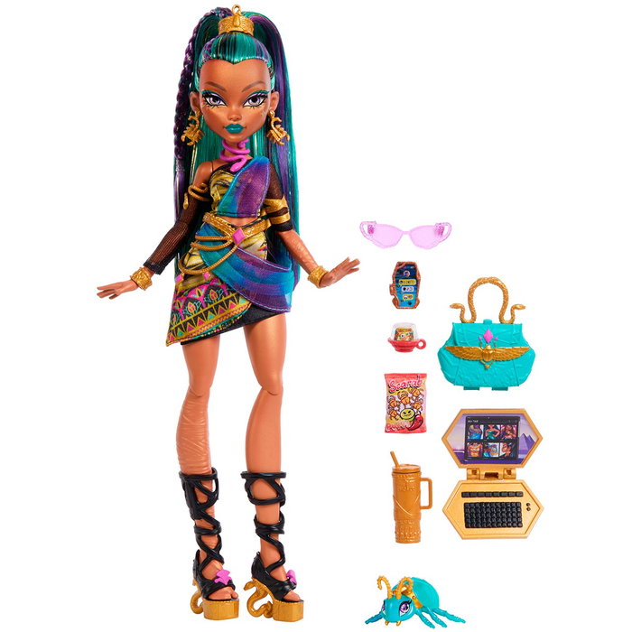 Mattel Monster High Muñeca Nefera De Nile con Lavish y 7 Accesorios