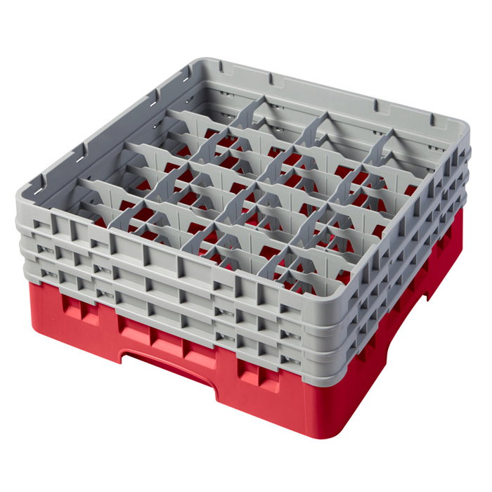 CAMBRO - 16S638-163 - Cesta de lavado 16 comp. 3 alturas - 10,9 cm Ø máx. - alt. máx. 17,6 cm - 50 x 50 x 22,5 cm - Rojo CAMBRO - 16S638-163 - Cesta de lavado 16 comp. 3 alturas - 10,9 cm Ø máx. - alt. máx. 17,6 cm - 50 x 50 x 22,5 cm - Rojo