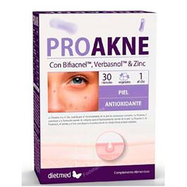 DIETMED Proakne 30 Cap - Complemento alimenticio para el acné con Vitamina A, Zinc y Vitamina C para el mantenimiento de la piel