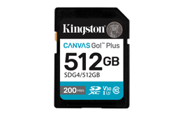 Kingston Tarjeta SDXC Canvas Go Plus 512GB Gen4 200MB/s C10 UHS-I U3 V30 SDG4/512GB para Cámaras Digitales y Vídeo 4K