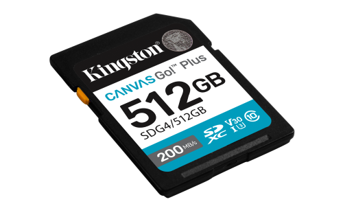 Kingston Tarjeta SDXC Canvas Go Plus 512GB Gen4 200MB/s C10 UHS-I U3 V30 SDG4/512GB para Cámaras Digitales y Vídeo 4K