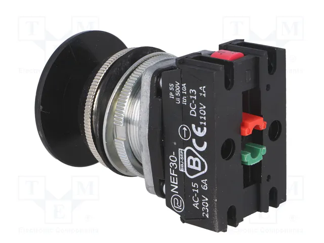 PROMET Interruptor de presión 30mm Negro NC + NA PROMET Interruptor de presión 30mm Negro NC + NA