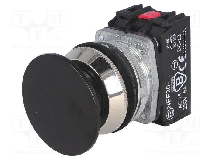 PROMET Interruptor de presión 30mm Negro NC + NA PROMET Interruptor de presión 30mm Negro NC + NA